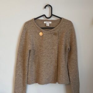 Ellen Tracy Beige Knit Sweater with Gold Accents